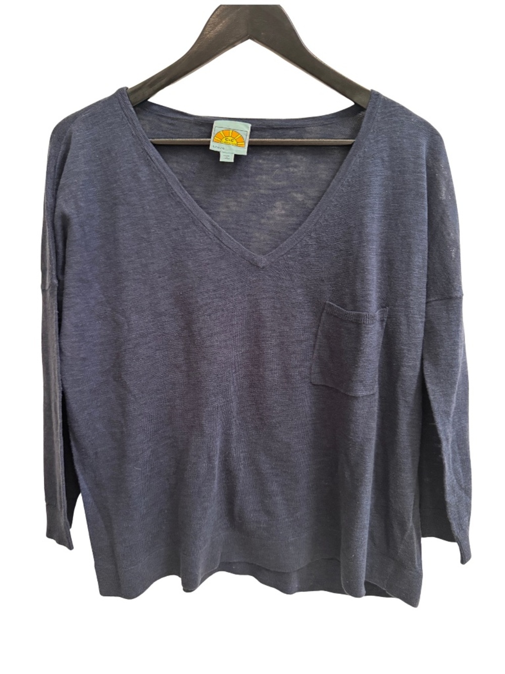 C&C California V neck linen & cotton blend cardigan | L